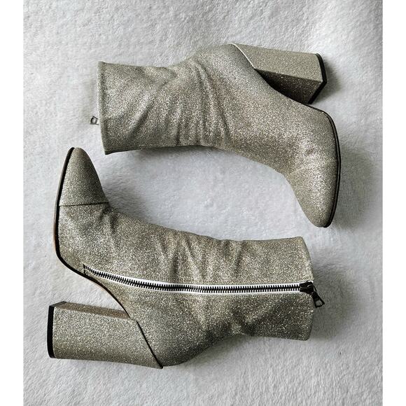 DRIES VAN NOTEN Runway moda operandi silver glitter boots $725 I-38 US-7 1/2 7.5 - Picture 11 of 16
